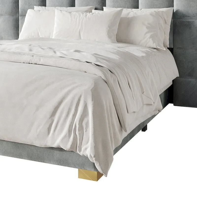 Camera da letto Silver Grey / Black Velvet per 2 – Queen & King