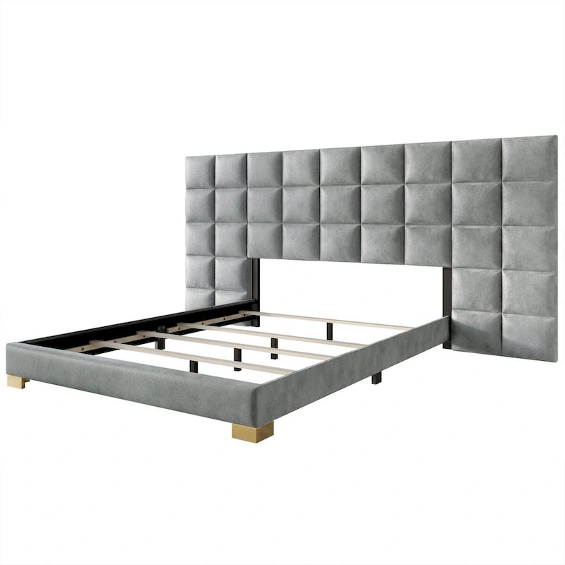 Camera da letto Silver Grey / Black Velvet per 2 – Queen & King