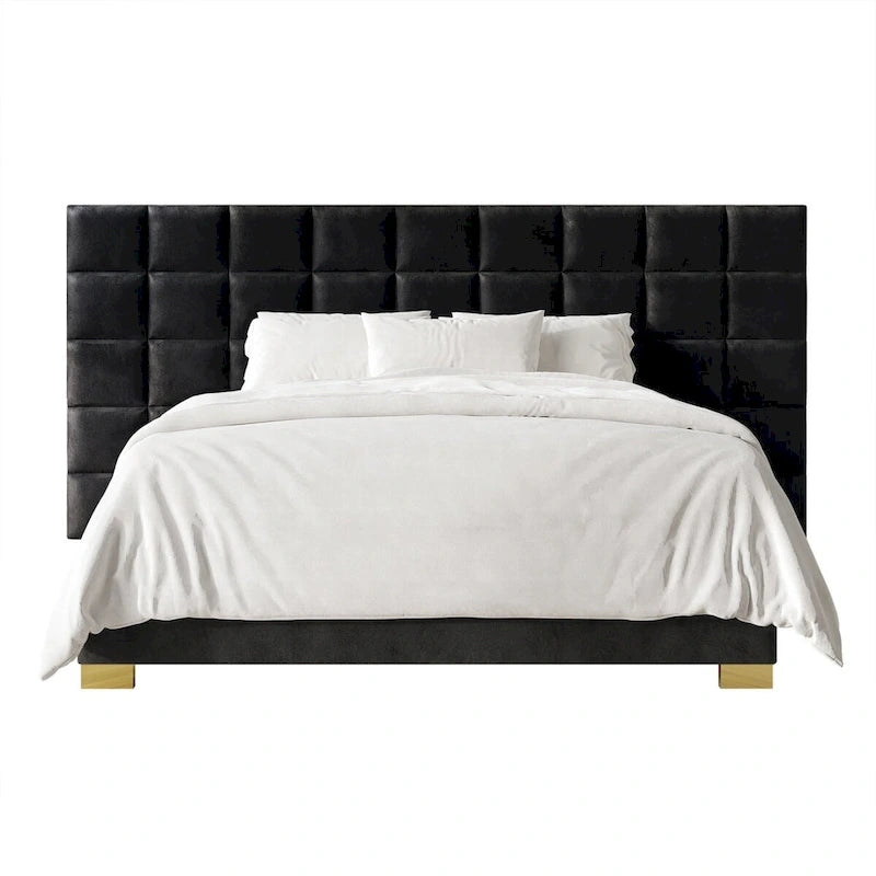 Camera da letto Silver Grey / Black Velvet per 2 – Queen & King