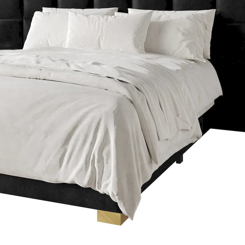 Camera da letto Silver Grey / Black Velvet per 2 – Queen & King