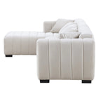 Divano modulare a L con chaise longue a sinistra, in velluto beige, 2–3 posti