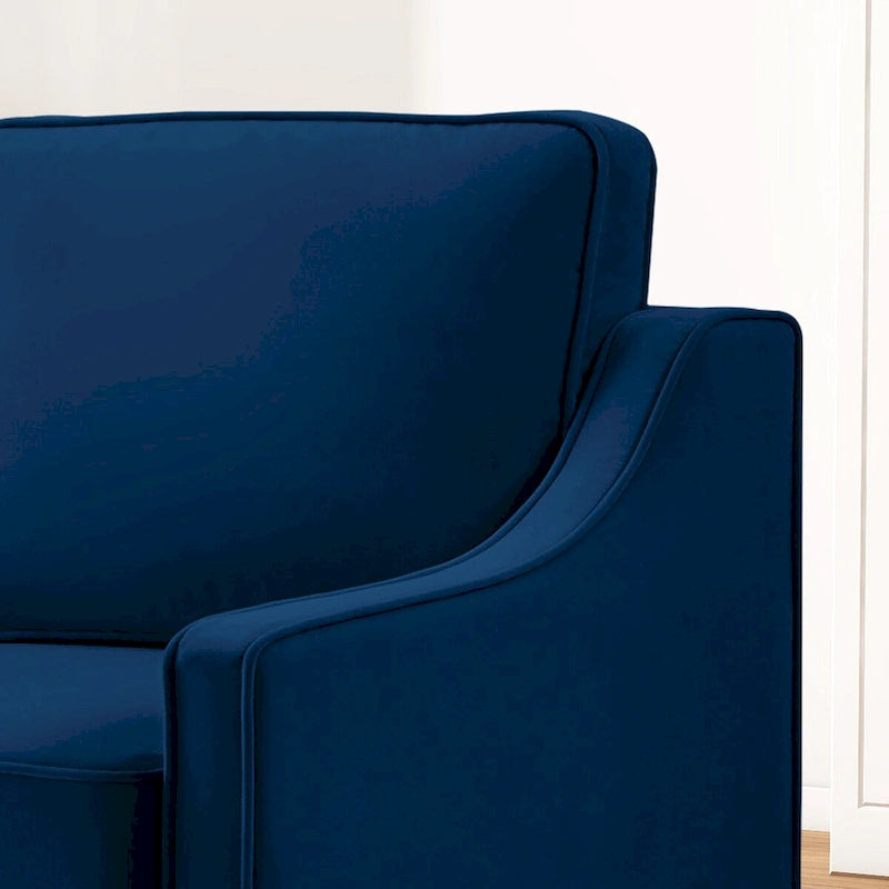 Divanetto 2 posti in velluto – Tortora / Nero / Blu scuro