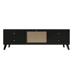 Mobile TV nero Mid-Century, 4 cassetti, adatto per TV fino a 60"
