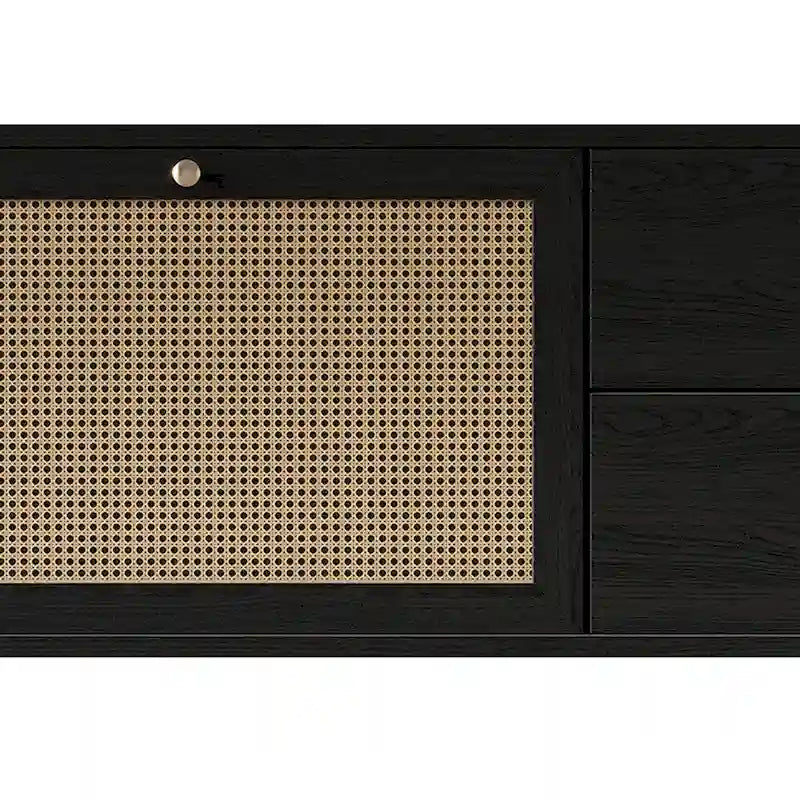 Mobile TV nero Mid-Century, 4 cassetti, adatto per TV fino a 60"