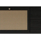 Mobile TV nero Mid-Century, 4 cassetti, adatto per TV fino a 60"