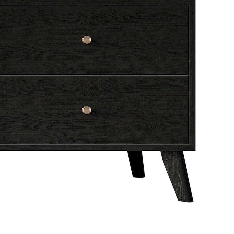 Mobile TV nero Mid-Century, 4 cassetti, adatto per TV fino a 60"