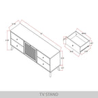 Mobile TV nero Mid-Century, 4 cassetti, adatto per TV fino a 60"