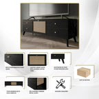 Mobile TV nero Mid-Century, 4 cassetti, adatto per TV fino a 60"