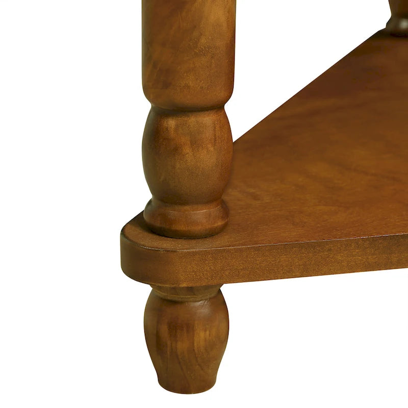 Tavolino angolare a 3 ripiani triangolare, singolo, espresso/bianco