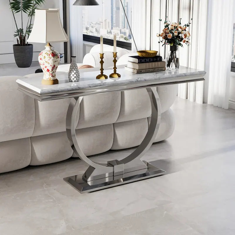 Consolle da 50", argento/bianco/nero, base a U, montaggio a 1 persona