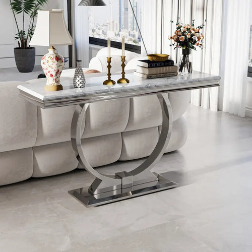Consolle da 50", argento/bianco/nero, base a U, montaggio a 1 persona