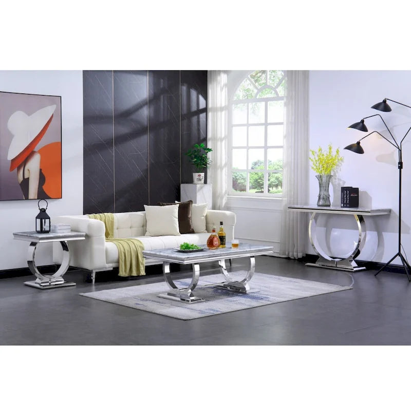 Consolle da 50", argento/bianco/nero, base a U, montaggio a 1 persona