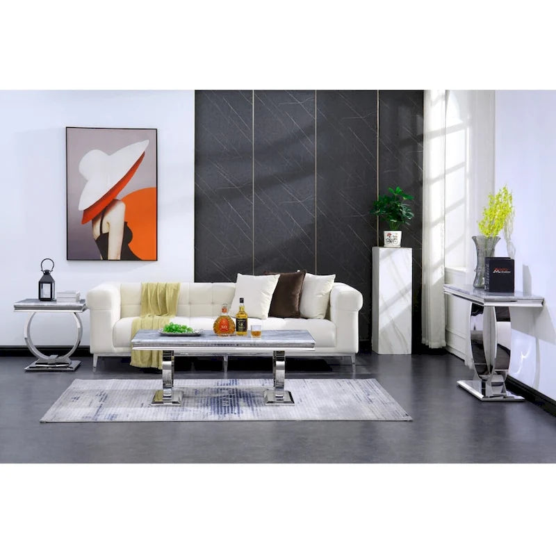 Consolle da 50", argento/bianco/nero, base a U, montaggio a 1 persona
