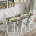 Set tavolo da pranzo allungabile antico marrone per 7