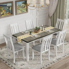 Set tavolo da pranzo allungabile antico marrone per 7