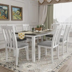 Set tavolo da pranzo allungabile antico marrone per 7