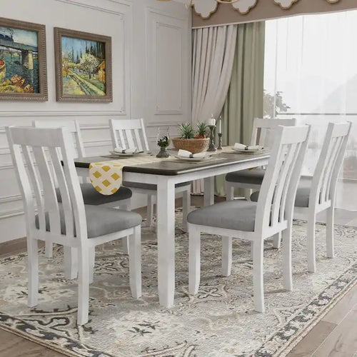 Set tavolo da pranzo allungabile antico marrone per 7