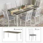 Set tavolo da pranzo allungabile antico marrone per 7