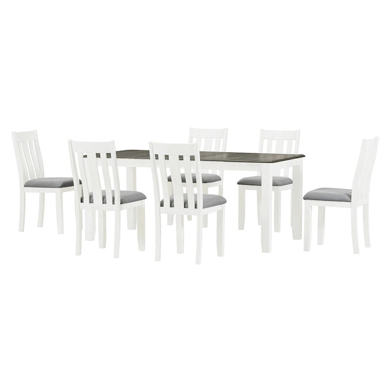 Set tavolo da pranzo allungabile antico marrone per 7