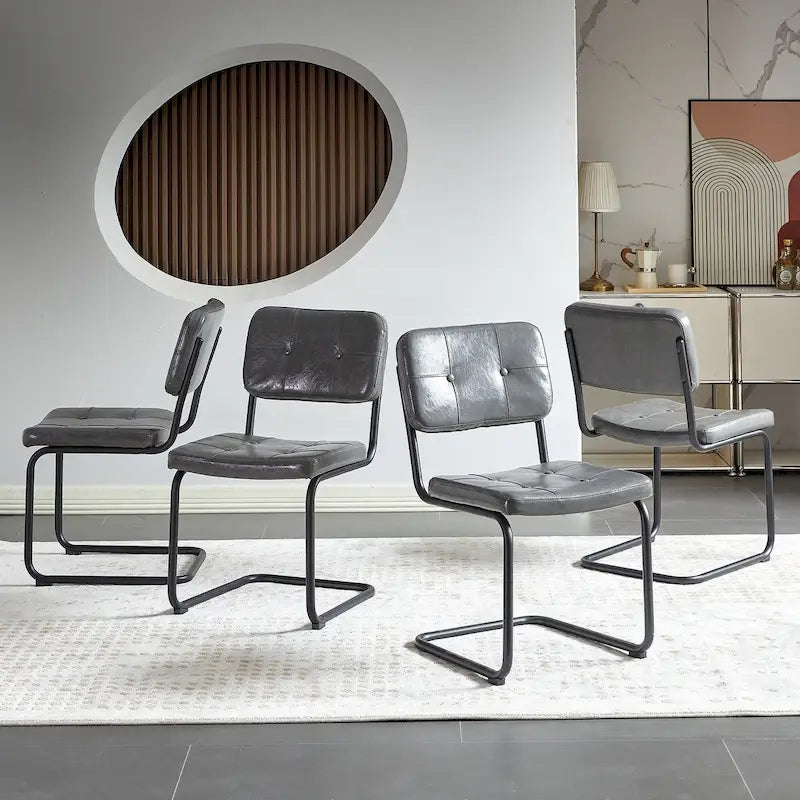 Sedia da pranzo in pelle PU con gambe in metallo, grigio chiaro/marrone, set da 2 o 4