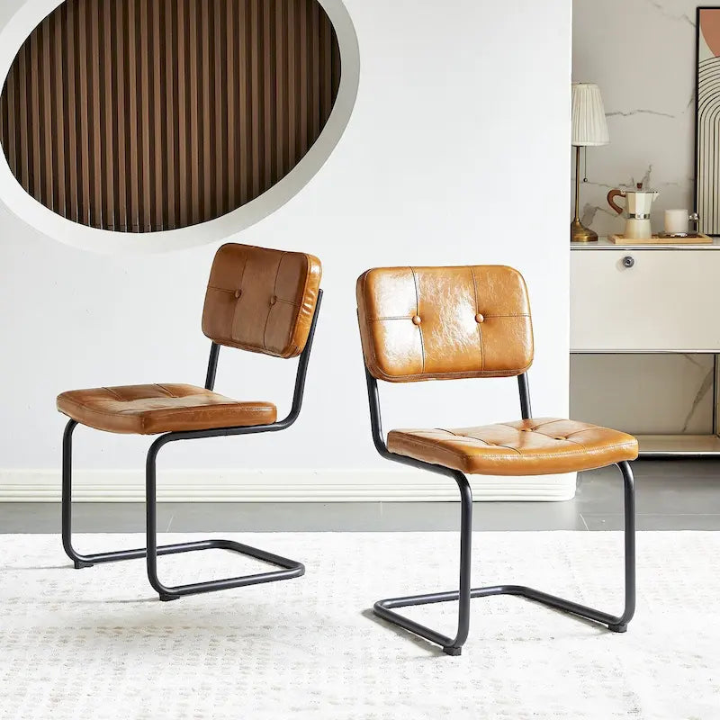 Sedia da pranzo in pelle PU con gambe in metallo, grigio chiaro/marrone, set da 2 o 4