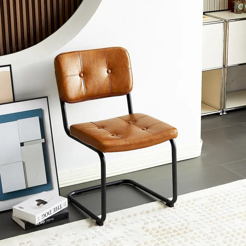 Sedia da pranzo in pelle PU con gambe in metallo, grigio chiaro/marrone, set da 2 o 4
