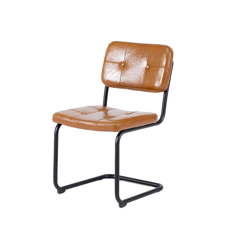 Sedia da pranzo in pelle PU con gambe in metallo, grigio chiaro/marrone, set da 2 o 4