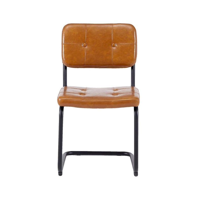 Sedia da pranzo in pelle PU con gambe in metallo, grigio chiaro/marrone, set da 2 o 4