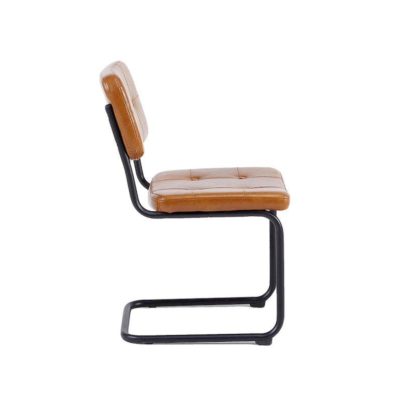 Sedia da pranzo in pelle PU con gambe in metallo, grigio chiaro/marrone, set da 2 o 4