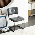 Sedia da pranzo in pelle PU con gambe in metallo, grigio chiaro/marrone, set da 2 o 4
