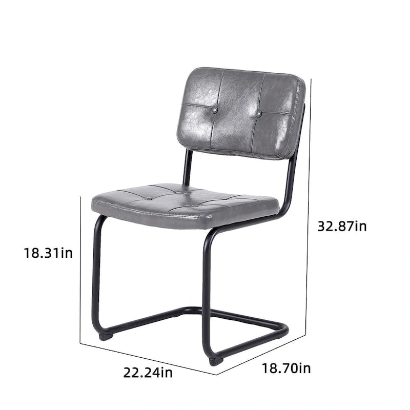 Sedia da pranzo in pelle PU con gambe in metallo, grigio chiaro/marrone, set da 2 o 4