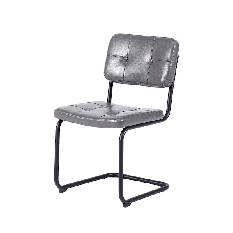 Sedia da pranzo in pelle PU con gambe in metallo, grigio chiaro/marrone, set da 2 o 4