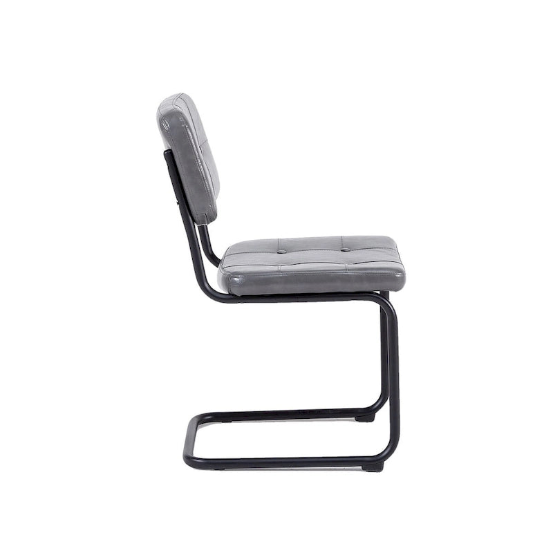 Sedia da pranzo in pelle PU con gambe in metallo, grigio chiaro/marrone, set da 2 o 4