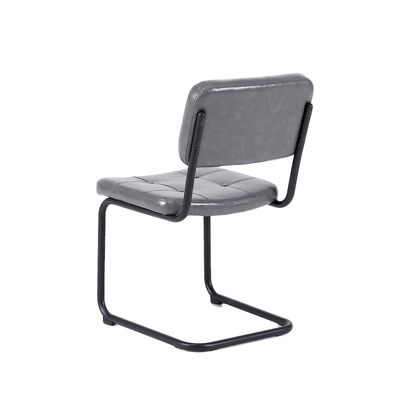 Sedia da pranzo in pelle PU con gambe in metallo, grigio chiaro/marrone, set da 2 o 4