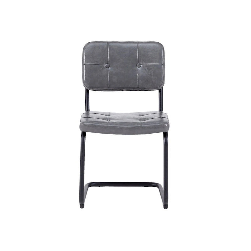 Sedia da pranzo in pelle PU con gambe in metallo, grigio chiaro/marrone, set da 2 o 4