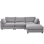 Divano componibile trasformabile imbottito, divano a L con chaise longue reversibile per soggiorno