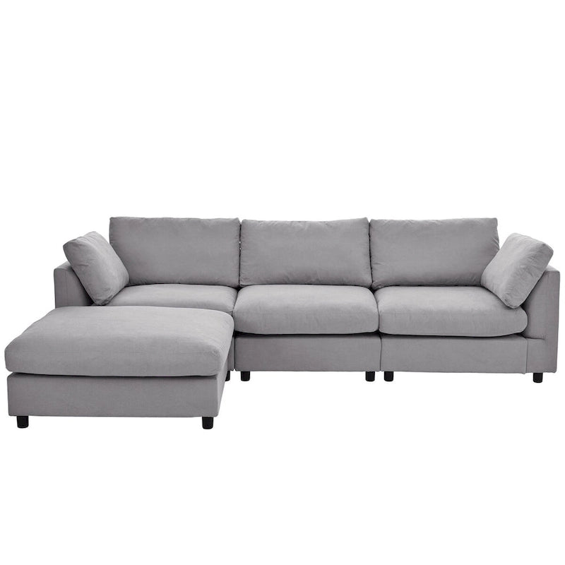 Divano componibile trasformabile imbottito, divano a L con chaise longue reversibile per soggiorno