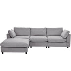 Divano componibile trasformabile imbottito, divano a L con chaise longue reversibile per soggiorno