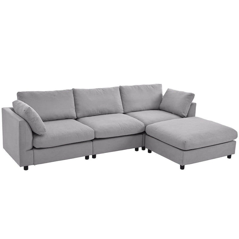 Divano componibile trasformabile imbottito, divano a L con chaise longue reversibile per soggiorno
