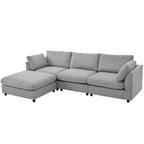 Divano componibile trasformabile imbottito, divano a L con chaise longue reversibile per soggiorno