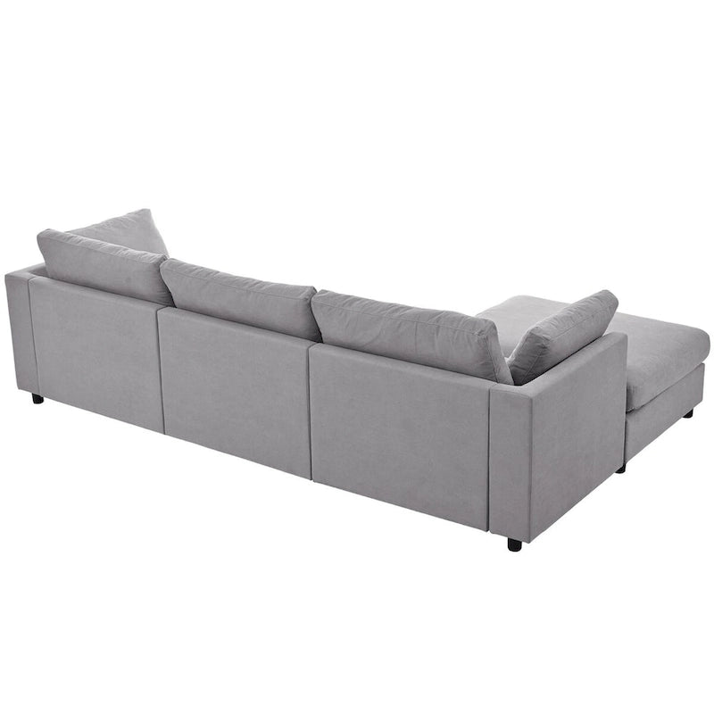 Divano componibile trasformabile imbottito, divano a L con chaise longue reversibile per soggiorno