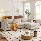 Divano componibile trasformabile imbottito, divano a L con chaise longue reversibile per soggiorno