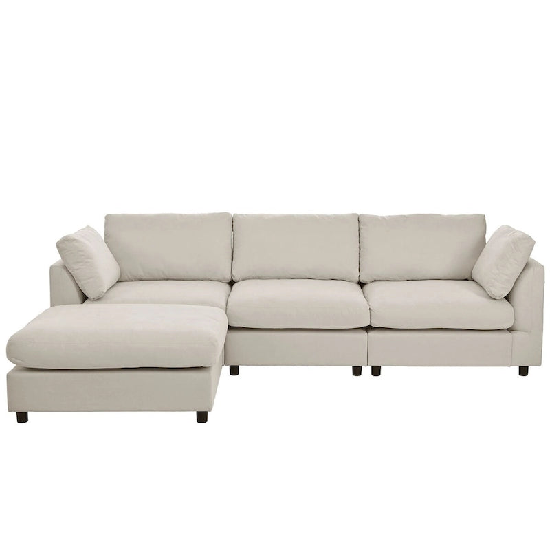 Divano componibile trasformabile imbottito, divano a L con chaise longue reversibile per soggiorno