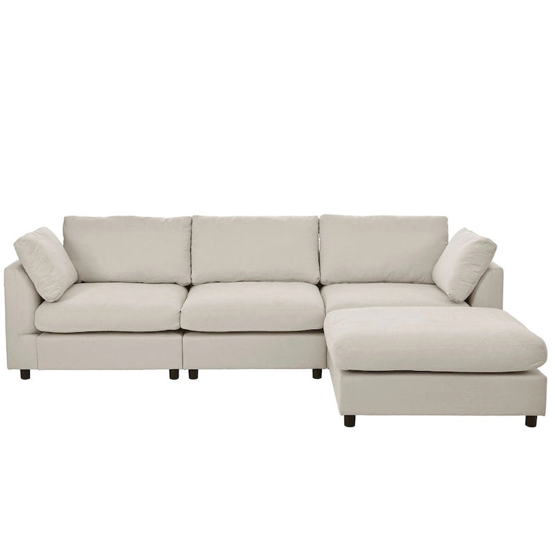 Divano componibile trasformabile imbottito, divano a L con chaise longue reversibile per soggiorno