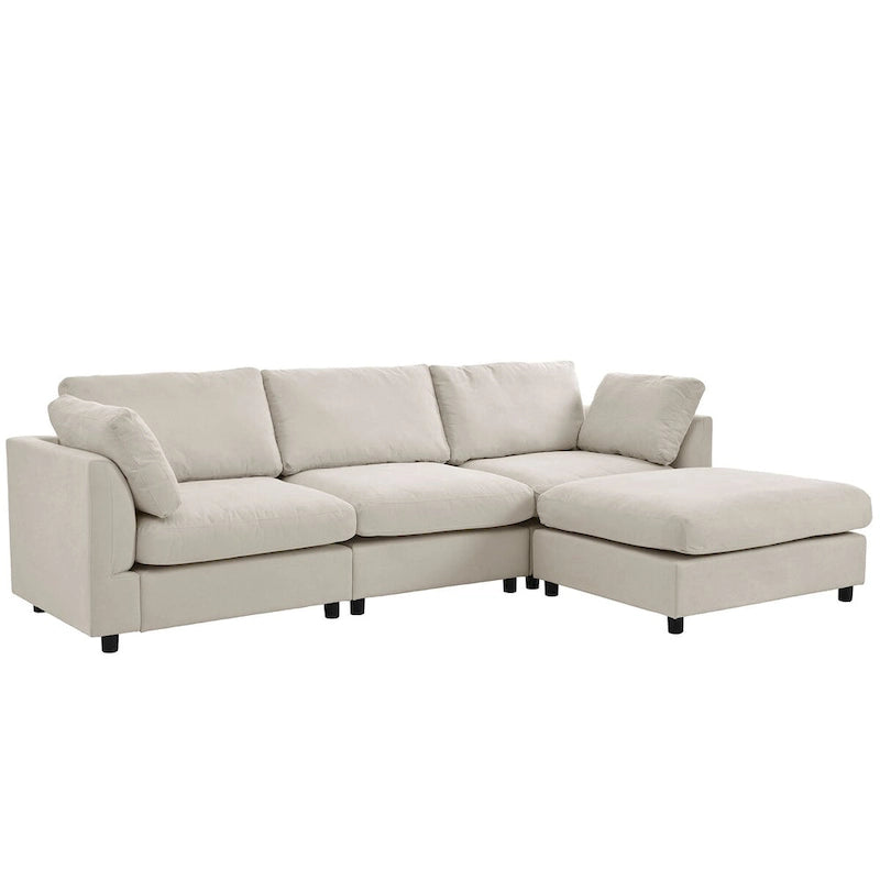Divano componibile trasformabile imbottito, divano a L con chaise longue reversibile per soggiorno