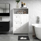 Mobiletto per bagno autoportante con finitura in legno bianco da 60 cm