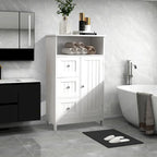 Mobiletto per bagno autoportante con finitura in legno bianco da 60 cm