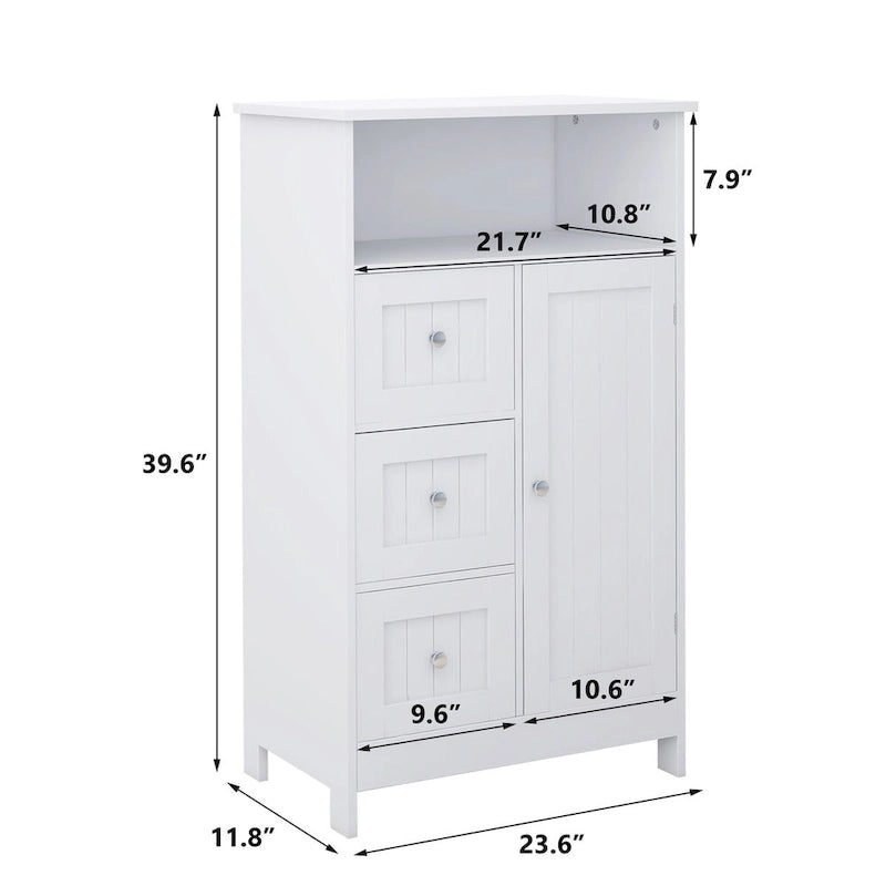 Mobiletto per bagno autoportante con finitura in legno bianco da 60 cm