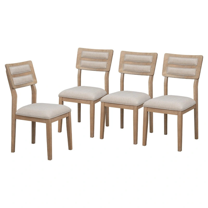 Set da pranzo 6 pezzi in legno naturale con panca, 6 posti