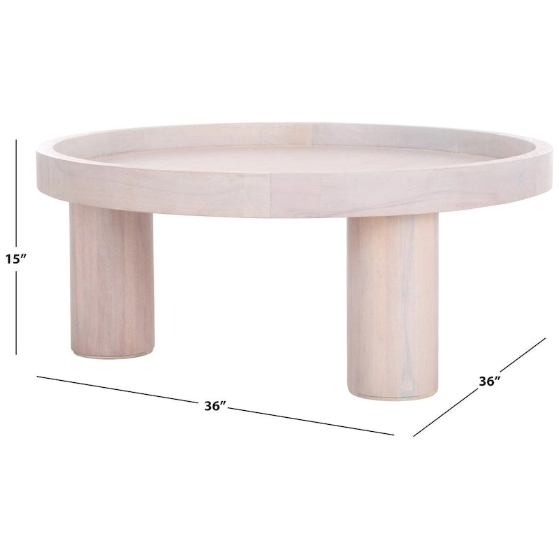 Tavolino rotondo a 3 gambe, bianco lavato/marrone/nero, per 1